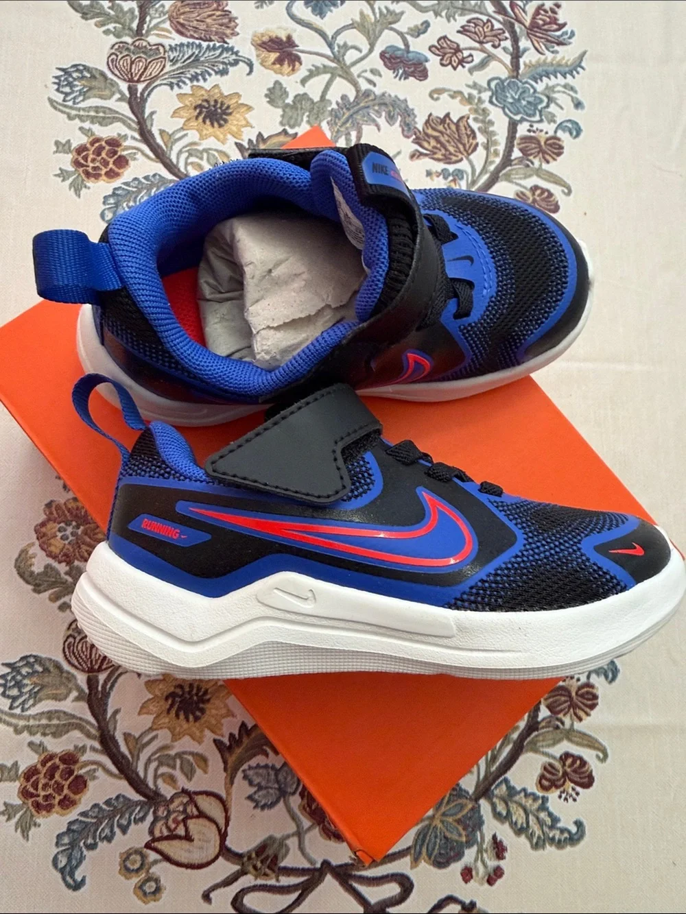 Nike Toddler Boy Cosmic Runner Sneakers in Blue Black Strap Shoe 8c